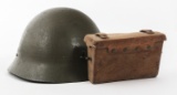 WWII JAPANESE CIVIL DEFENSE HELMET AND AMMO POUCH