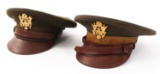 WWII US ARMY OFFICER'S SERVICE DRESS CAP LOT OF 2