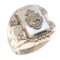 WWII 14K GOLD FILLED US NAVY MOP SIGNET RING