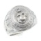 10K WHITE GOLD US MARINE CORPS DIAMOND SIGNET RING