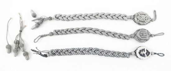 WWII GERMAN MILITARY MARKSMAN LANYARDS LOT OF 3