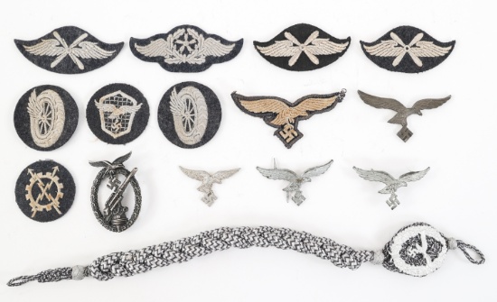 WWII LUFTWAFFE MARKSMANSHIP LANYARD & INSIGNIA LOT
