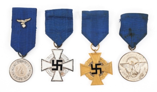 WWII GERMAN ARMY & POLICE LONG SERVICE MEDALS LOT
