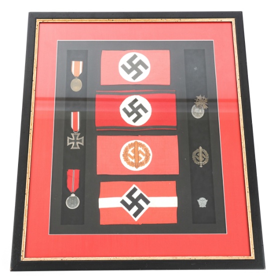 WWII GERMAN ARMBANDS / BADGES & MEDALS LOT OF 11