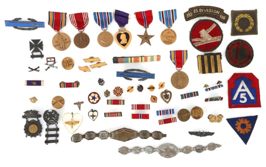 WWII US MILITARY PURPLE HEART, INSIGNIA, & PATCHES