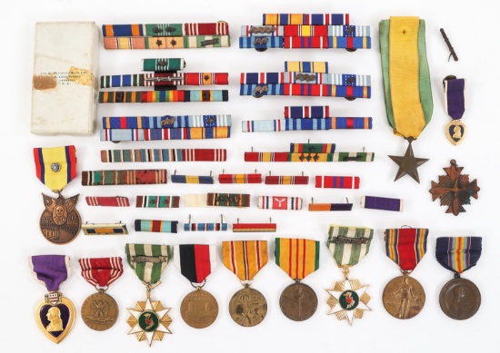 WWI - VIETNAM WAR US MILITARY MEDAL & RIBBON LOT
