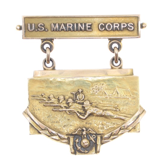 US MARINE CORPS 14K GOLD SHOOTING BADGE