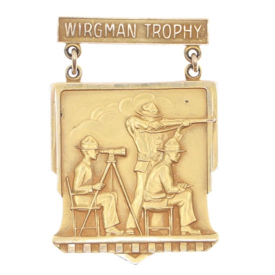 USMC WIRGMAN TROPHY 14K GOLD SHOOTING BADGE