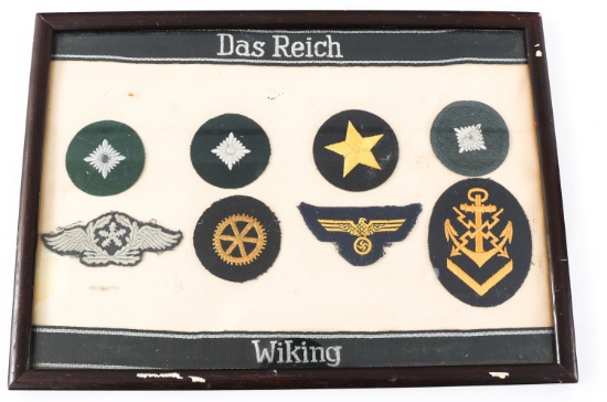 FRAMED WWII GERMAN SS & KRIEGSMARINE INSIGNIA
