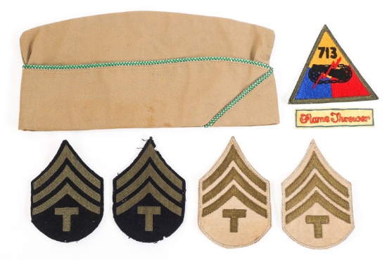 WWII US ARMY 713th T.B. FLAMETHROWER & EM PATCHES