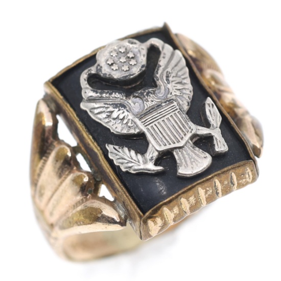 WWII US ARMY 14K GOLD FILLED SIGNET RING