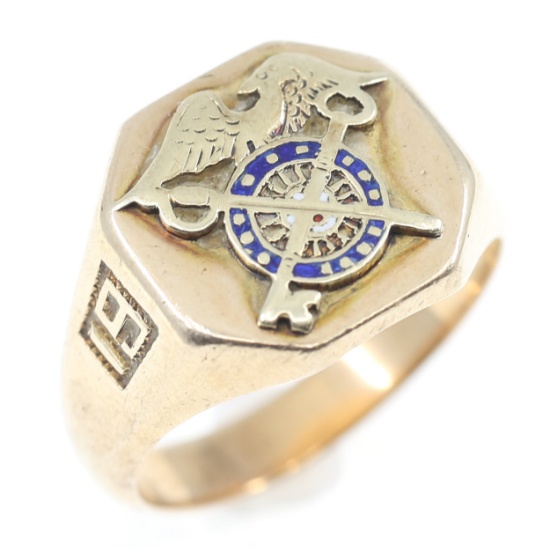 WWII 10K US ARMY QUARTERMASTER 1928 SIGNET RING