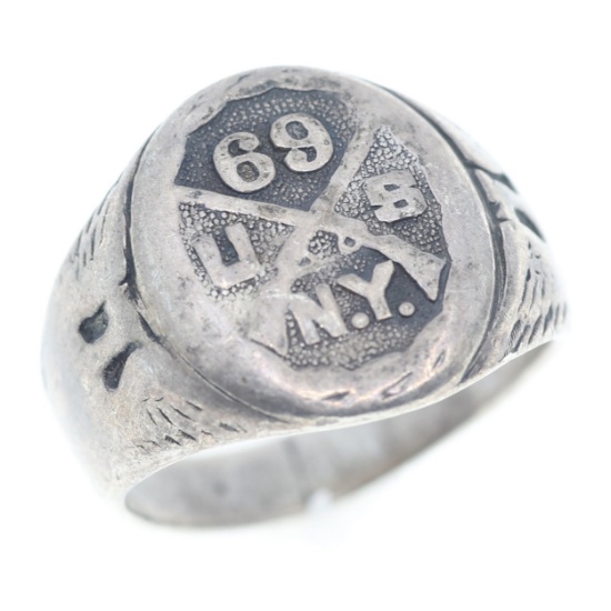 WWI US ARMY 69th INFANTRY STERLING SIGNET RING