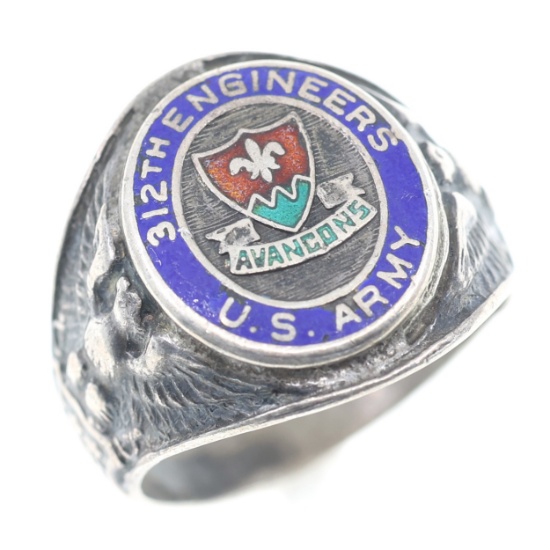 US ARMY 312th ENGINEERS COMPANY SILVER SIGNET RING