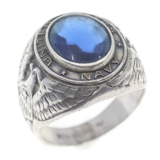 WWII UNITED STATES NAVY SILVER SIGNET RING
