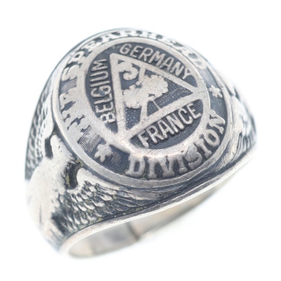 WWII US 3rd ARMORED DIVISION SPEARHEAD SILVER RING