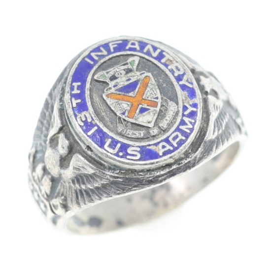 WWII US ARMY 13th INFANTRY SILVER SIGNET RING