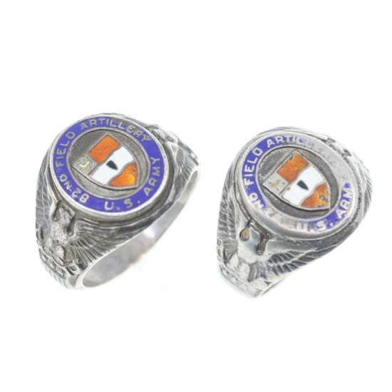 WWII US ARMY 82nd FIELD ARTILLERY SILVER RINGS