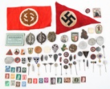 WWII GERMAN ARMBAND / INSIGNIA & PIN LOT