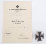 WWII GERMAN ATTRIBUTED IRON CROSS 1st CLASS