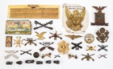CIVIL WAR - WWI US ARMY RIFLE WORM & INSIGNIA LOT
