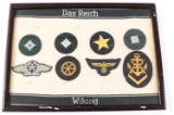 FRAMED WWII GERMAN SS & KRIEGSMARINE INSIGNIA