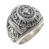 10K GOLD US NAVY CPO DIAMOND SIGNET RING