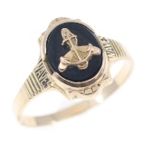 WWII 10K GOLD US WAVES NAVY RESERVE SIGNET RING