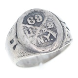 WWI US ARMY 69th INFANTRY STERLING SIGNET RING