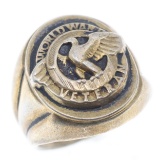 WWI US FORCES VETERAN SILVER SIGNET RING