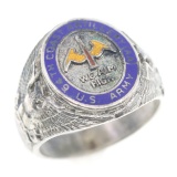 US ARMY 64th COAST ARTILLERY AA SILVER SIGNET RING