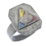 WWII US 5th ARMORED DIVISION 387th AAA SILVER RING
