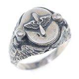 WWII US ARMY AIR FORCE STERLING SILVER LOCKET RING