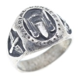 WWII US ARMY AIR FORCES AERIAL GUNNER SILVER RING