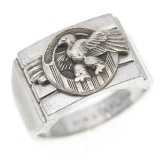 WWII US EAGLE RUPTURED DUCK STERLING SILVER RING