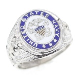 WWII US NAVY STERLING SILVER & ENAMEL SIGNET RING