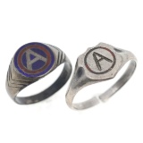 WWII US THIRD ARMY SILVER SIGNET RINGS
