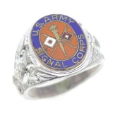 UNITED STATES ARMY SIGNAL CORPS SILVER SIGNET RING