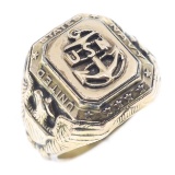 UNITED STATES NAVY SILVER & 10K GF SIGNET RING