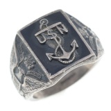US NAVY STERLING SILVER & ENAMEL SIGNET RING
