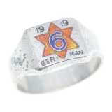 WWI ERA 1919 6th INFANTRY DIV STERLING ENAMEL RING