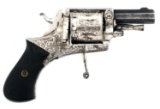 ENGRAVED BELGIAN .32 CAL FOLDING TRIGGER REVOLVER
