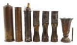 WWI - WWII US ARMY ORDNANCE TRENCH ART LOT OF 7