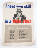 WWII US UNCLE SAM WAR JOB RECRUITING POSTER