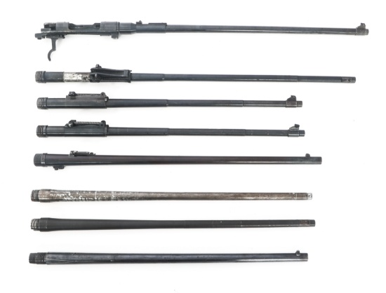 RECEIVER AND MIXED CALIBER RIFLE BARRELS LOT OF 9