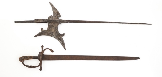 16th C. - 17th C. GERMAN RAPIER & HALBERD