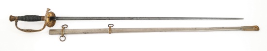 CIVIL WAR US ARMY M1860 STAFF & FIELD OFF. SWORD