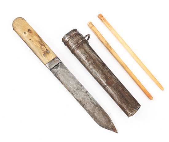 19th C. - WWII MONGOLIAN KNIFE & CHOPSTICK SET