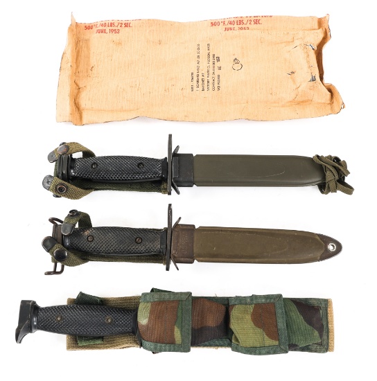 COLD WAR US ARMY BAYONET / KNIFE & SCABBARD LOT