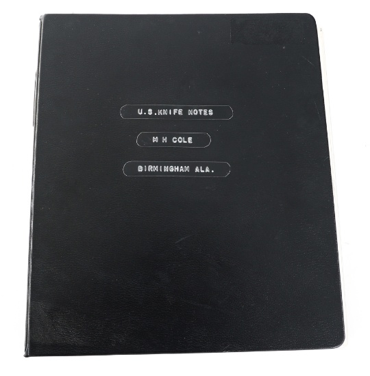 1970's-1980's NOTEBOOK of KNIFE AUTHOR M. H. COLE
